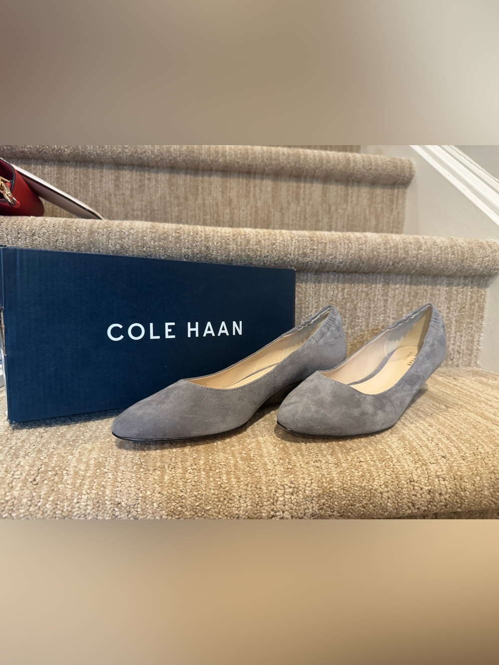 Cole Haan Gray Suede Pointed-Toe Ballet wedges